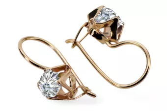 Циркон Оригинальное винтажное розовое золото 14 карат Серьги Винтаж vec142r